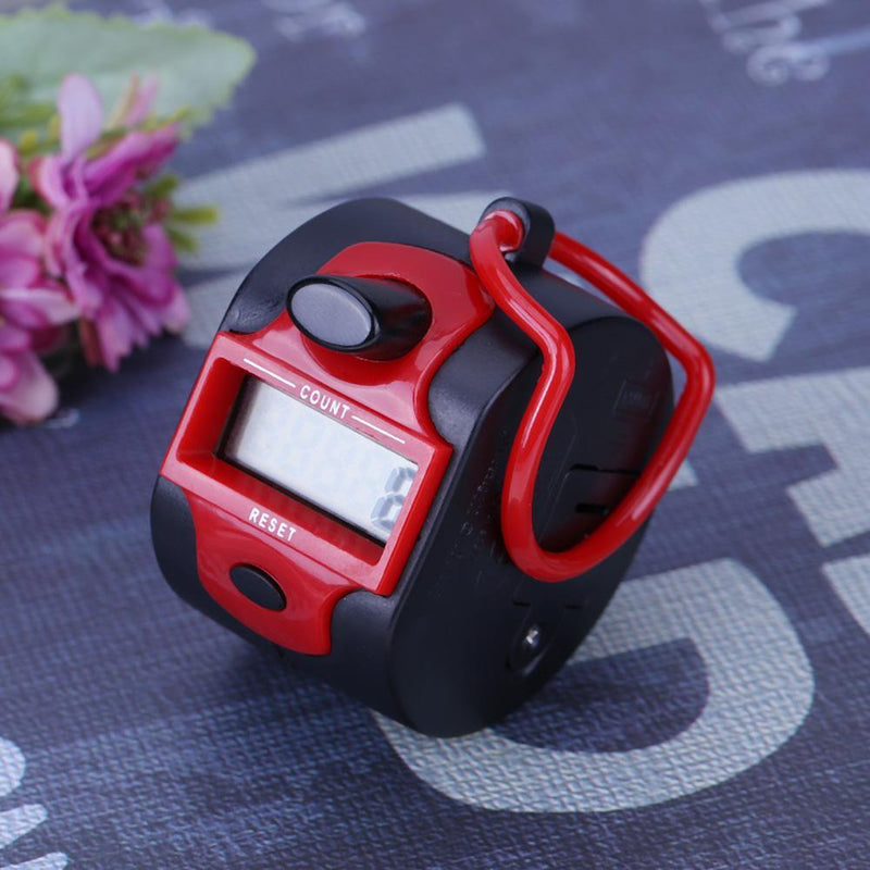 Tally Counter Clicker 5 Digit Number Handheld Manual Digital Counter Red