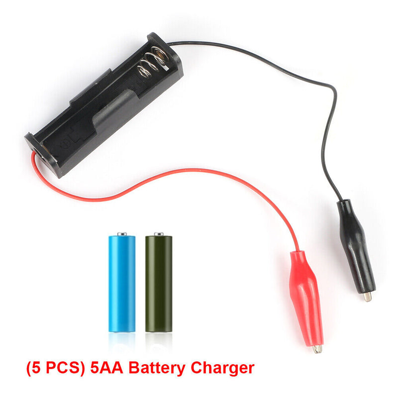 5pcs Power Battery Holder Case 1 Slot AA Batteries Box with Alligator Clip Newly