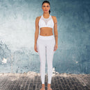 Women Yoga Set 2pcs Casual Vest Leggings Fitness Sportswear Suit (White M)