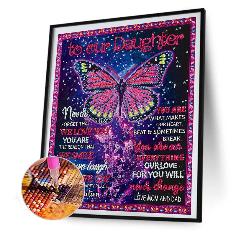 Butterfly English DIY Diamond Painting Special Shaped Pictures Home Decor
