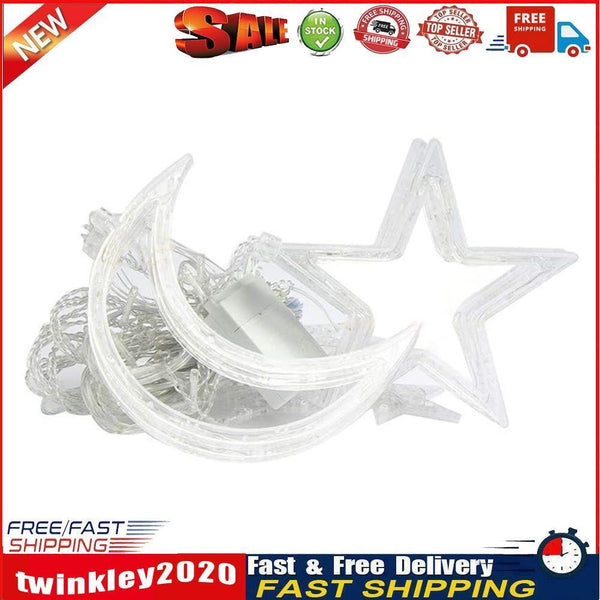 LED Star Moon Fairy Window Curtain String Light Decor (Warm Light Plug) Newly