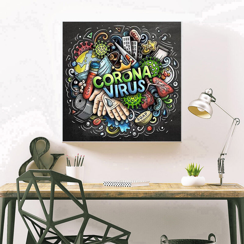 Abstract Word Full Round Drill Mosaic Wall Art Picture of Rhinestone Decoration