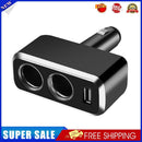 Car Cigarette Lighter Socket Splitter USB Charger Adapter for Phone (Black)