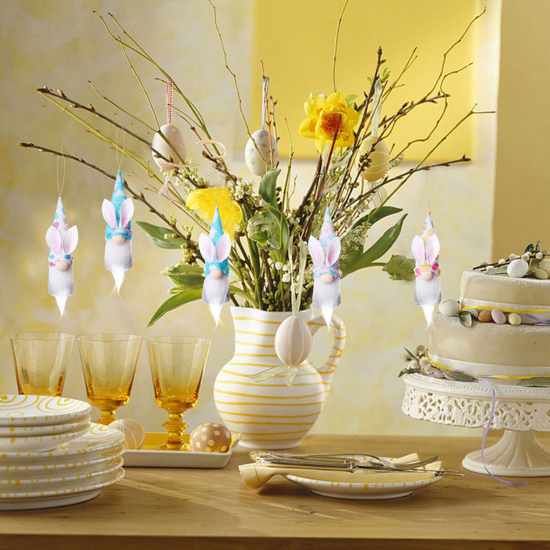 Bunny Gnome Spring Easter Swidish Tomte Dwarf Hanging Ornament 10 Pcs (3)