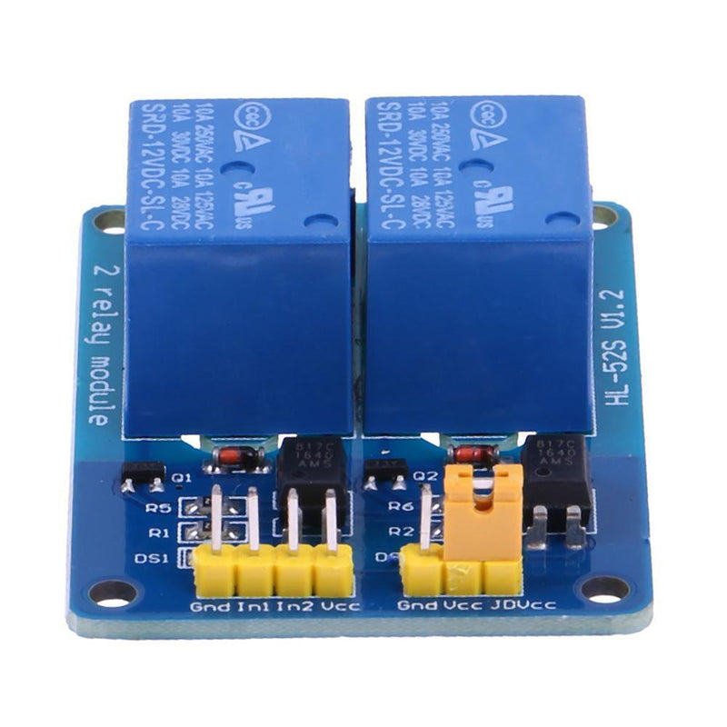 2CH 12V Relay Module with Optocoupler Insulating LED Light PLC Control Newly