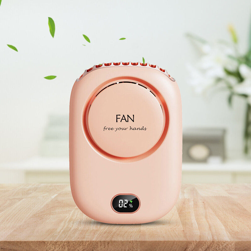 Mini Portable Bladeless Neck Fan Rechargeable Silent Cooling Fans (Pink)