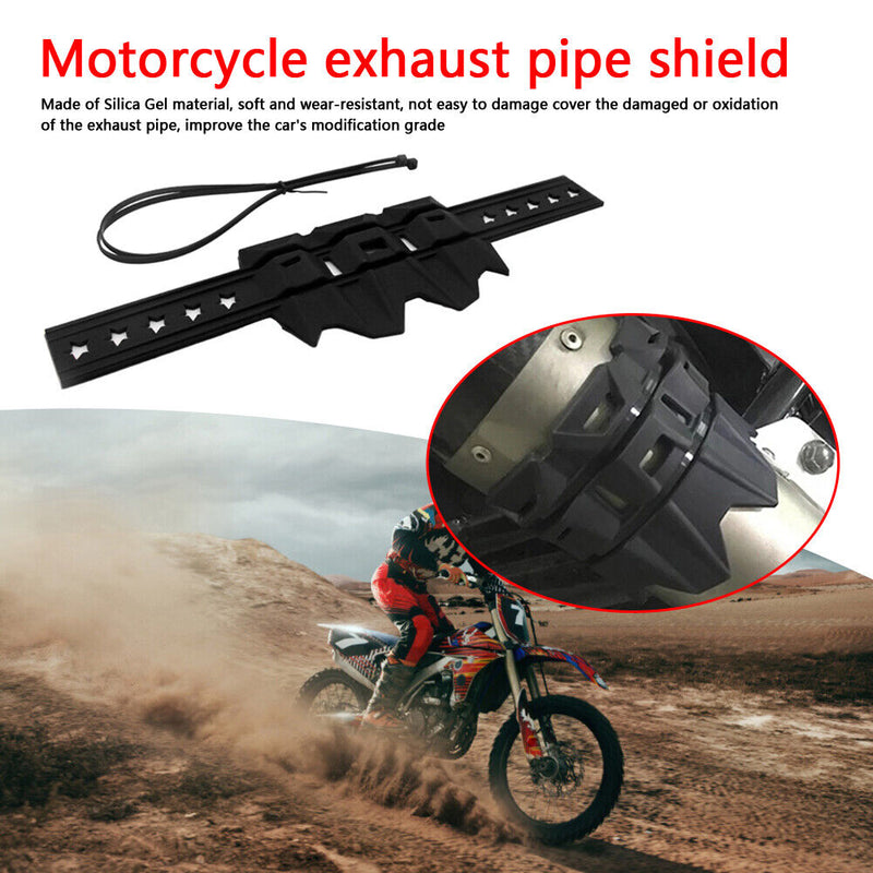 Universal Silicone Motorcycle Silencer Round Oval Exhaust Protector (Black)