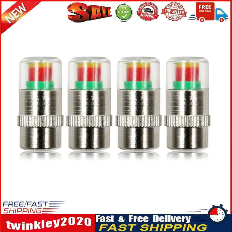 4pcs 36psi Car Tire Pressure Detection Cap Monitoring External Valve Caps Newly