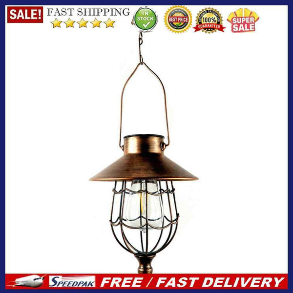 LED Lantern Metal Bronze Hollow Out Solar Charged Hanging Art Household Ornament