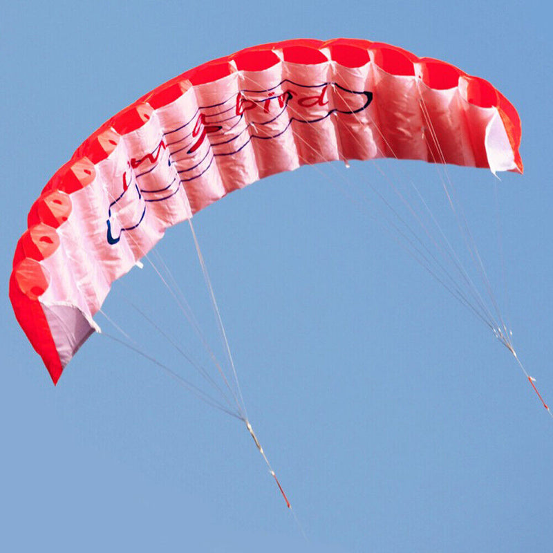 Dual Line Stunt Parafoil Parachute Rainbow Sports Beach Kite (Red)