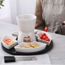 Hot White Forks Dishes Chocolate Pot Fondue Ceramic