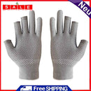 5pcs 3 Fingers Cut Fishing Gloves Anti-Slip Sunscreen Angling Gloves (Gray)