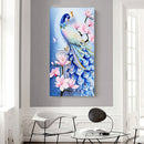 Blue Peacock Oil Paint By Numbers Kits DIY Handpainted on Canvas Wall Unframed
