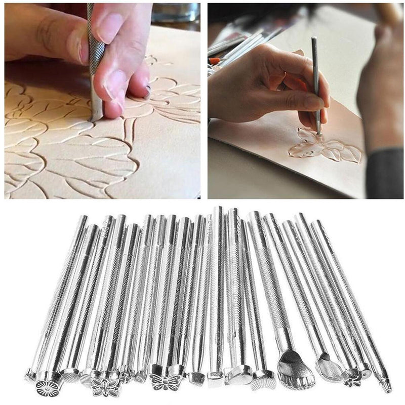 20pcs Manual Leather Craft Stamping Carving Embossing Beveler Stamping Tools .