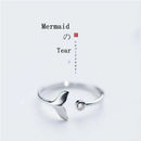 Inlaid Diamond Ring Crystal Opening Ring Fishtail Fish Wave Mermaid Tears Ring