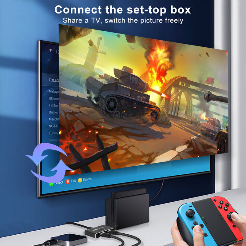 HDMI 2.1 Compatible Switch 2 in 1 out for PS5 PS4 Xbox TV Monitor Projector