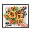 11CT Full Cross Stitch Sunflower Basket Counted DIY Embroidery Kit Cotton T