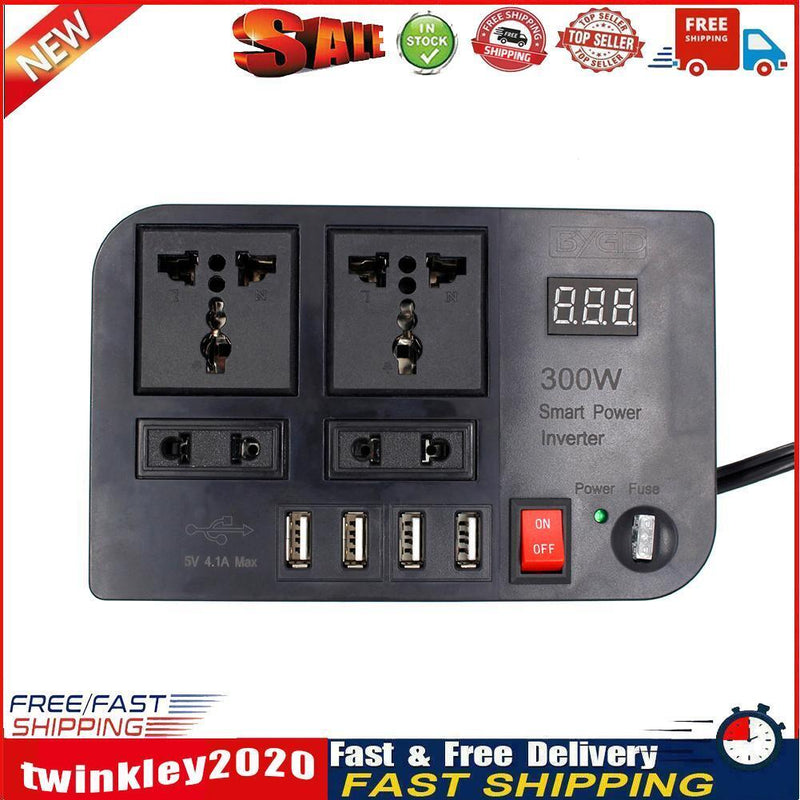 LED Display Car Inverter DC 12V to AC 220V 4 USB Power Converter Splitter Newly