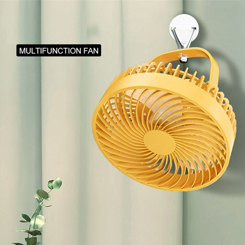 2 in 1 Desktop Cooling Fan LED Night Light Camping Travel Mute Tent Ceiling F