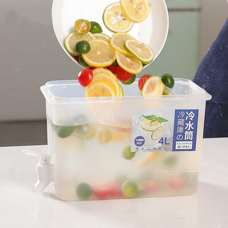 4L Refrigerator Cold Ice Kettle With Faucet Lemonade Water Tea Bottle Cool Newly