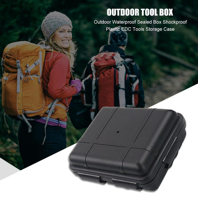 Outdoor Waterproof Sealed Box Shockproof EDC Tools Storage Case (Black S)
