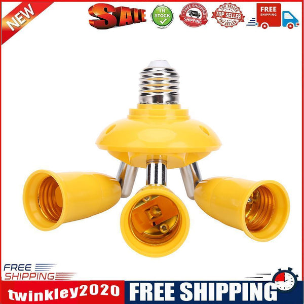 3 in 1 E27 to E27 Lamp Base Socket Splitter LED Light Bulb Holder (Yellow)