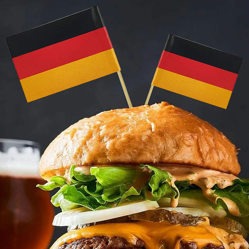 Germany Toothpick Flags - Mini Stick Cupcake Toppers & Country Party Decors