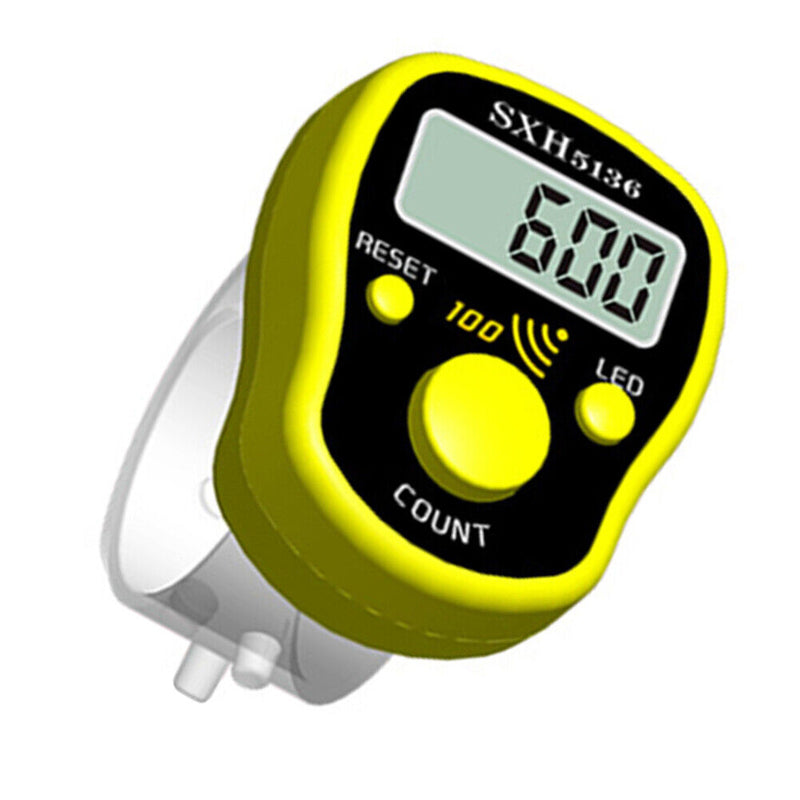 Mini Stitch Marker Row Finger Counter LCD Digital Hand Tally Tools (Yellow)