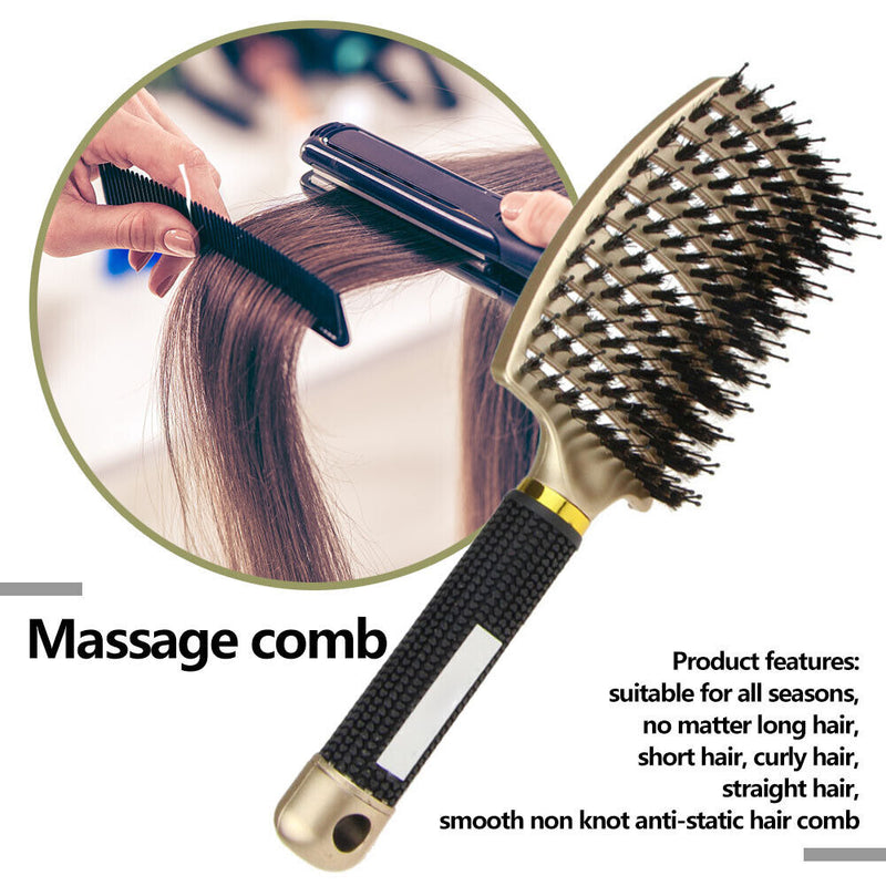 Bristle Hair Brush Pro Durable Hairdressing Massage Comb Hair Cutting Brush