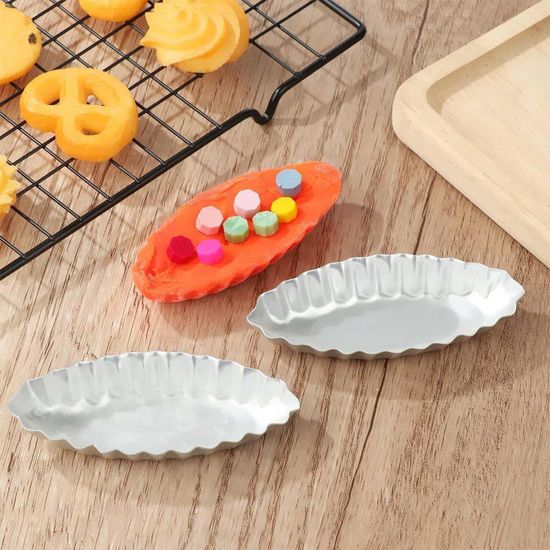 DIY Pastry Tool Aluminum Egg Tart Molds Pudding Holder Boat Shape Baking Mould