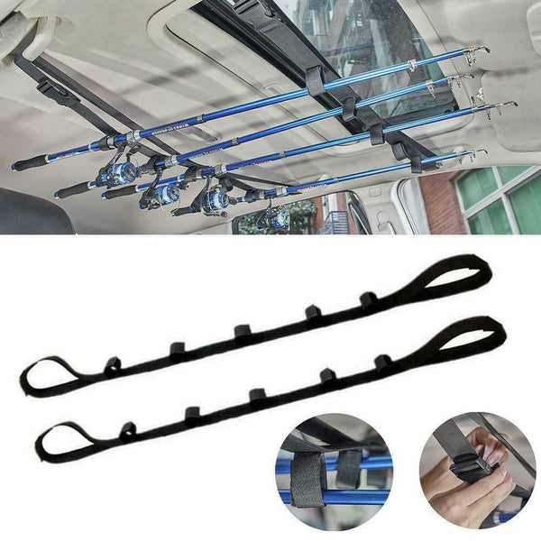 2X Car Fishing Rod Rack Strap Storage Holder Vehicle Carrier Belt Tackle Z7Y1
