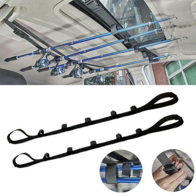 2X Car Fishing Rod Rack Strap Storage Holder Vehicle Carrier Belt Tackle Z7Y1