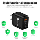 25W PD QC3.0 Mobile Phone Wall Charging USB Type C Fast Charger (Black US)