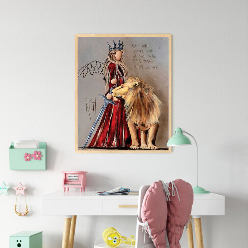 Angel and Lion Oil Paint By Numbers Kit DIY Home Decoration Gift Wall Pictu