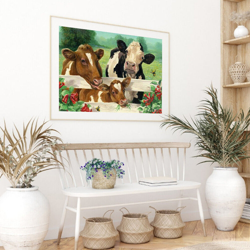 DIY Cattle Frameless Oil Paint by Numbers Drawing on Canvas Pictures Home D