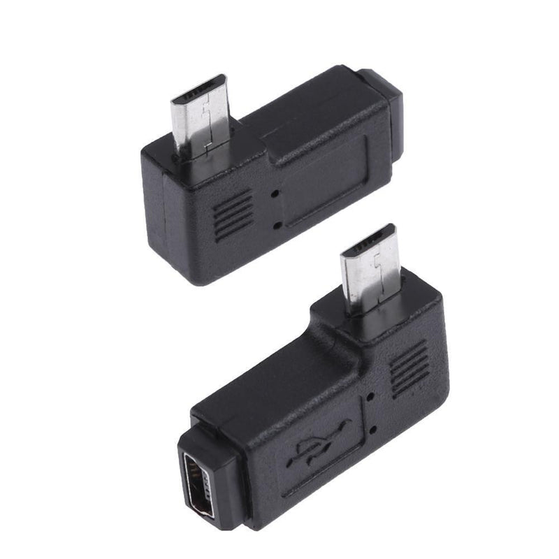 2pcs 90° Mini-USB Female, Micro-USB Male Adapter Male