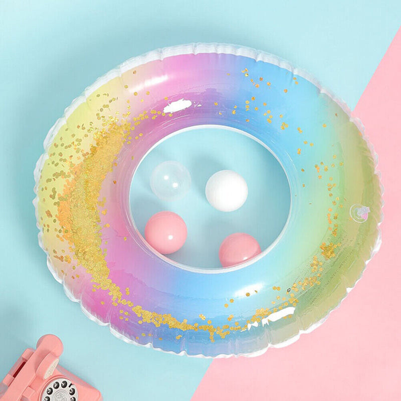 Inflatable Swimming Sequins Rings Float Water Pool Party Swim Circle (90) Newly