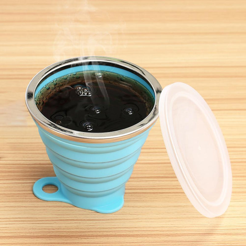 Outdoor Camping Picnic Retractable Water Cup 270mL Portable Folding Silicone Mug