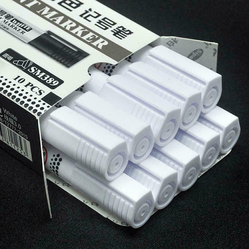 White Highlighter Marker Pens Thin Waterproof Car Tyre Painting Permanent F2X7