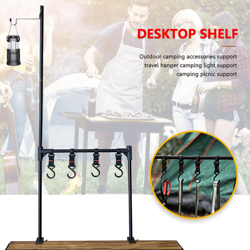 Camping Desktop Storage Racks BBQ Picnic Hanging Table Shelf Lamp Stand (C)