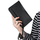 Women Solid Zipper Clutch Wallet Leather Coin Purse Soft Phone Bags (Black)