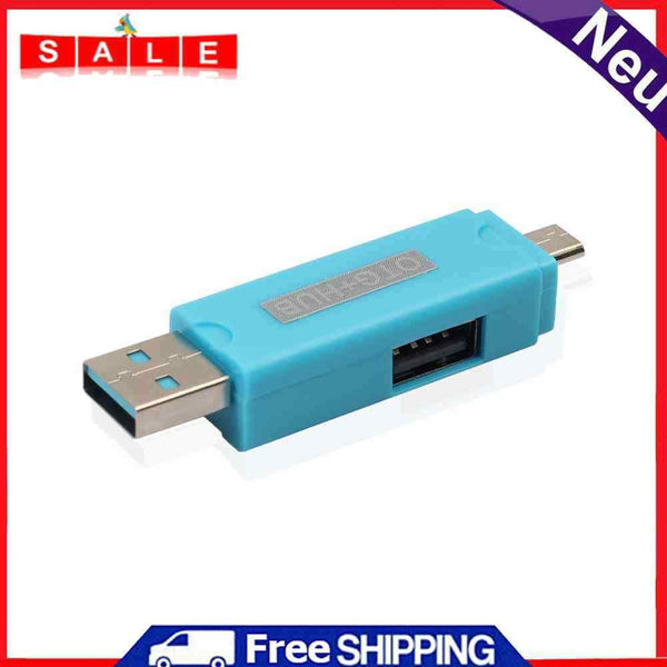 Asiprop Micro USB TF Card Reader OTG Adapter USB2.0 Hub Port for PC (Blue