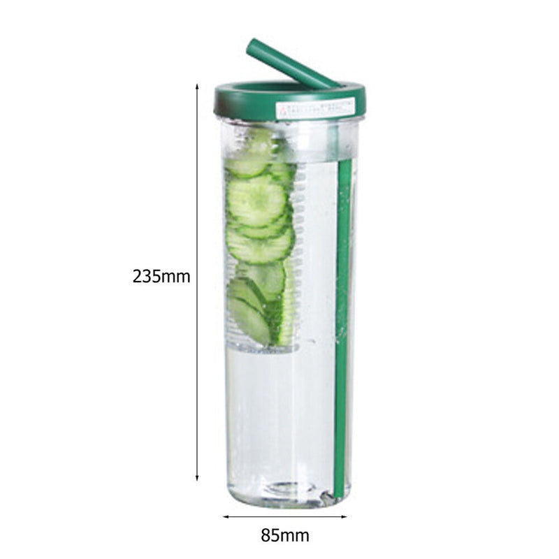 Plastic Water Bottle Straws Portable Tea Fruit Outdoor Travel Mug (Green) Newly