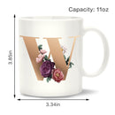 Multipurpose Unique Creative Ceramic Coffee Mugs with Flower Letter W Decor