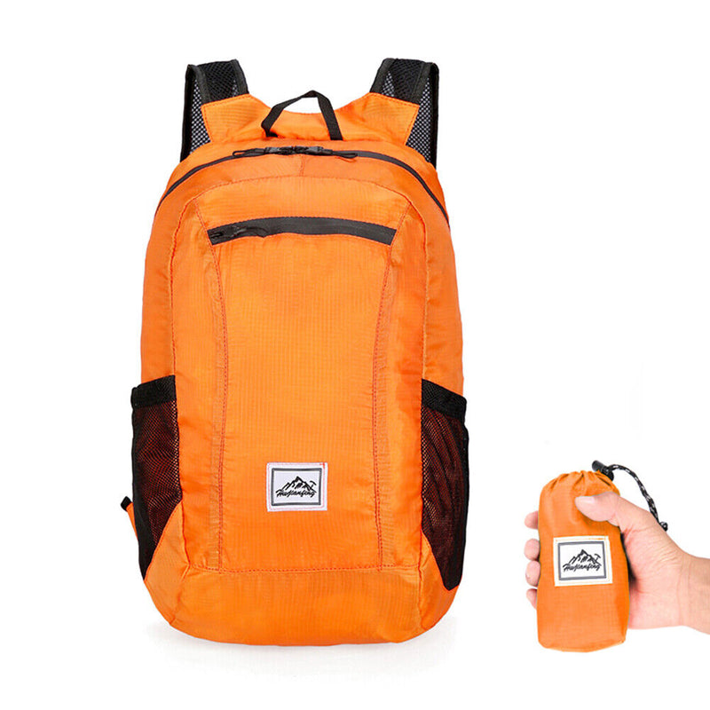 20L Large Waterproof Folding Climbing Backpack Bag Travel Rucksack (Orange)