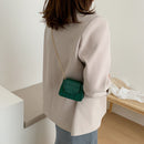 Pure Color Leather Mini Shoulder Bags Women Chain Messenger Bags (Green)