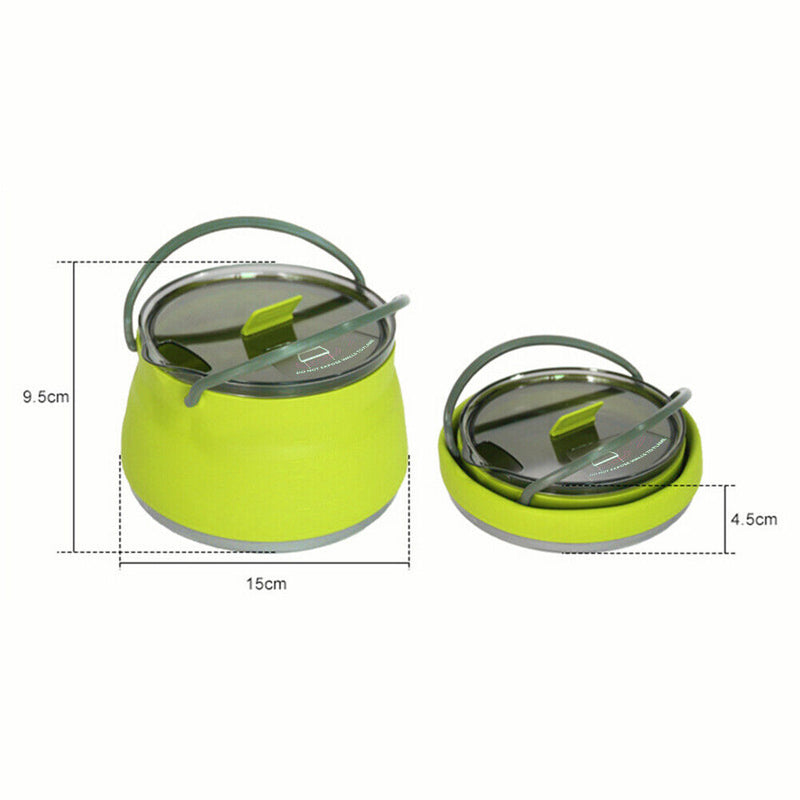 Silicone Folding Kettle Portable Tea Mini Boiling Pot (Fluorescent Green) Newly
