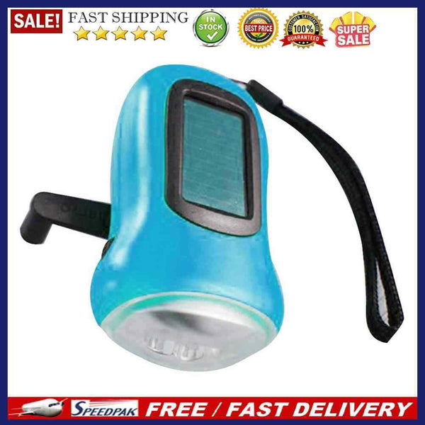 Hand Crank Solar Dynamo Torch Lamp Outdoor Emergency LED Flashlight (blue)
