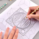 Multifunctional Rotatable Drawing Ruler Math Art Design Template (Black) Newly