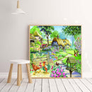 5D DIY Full Round Diamond Painting Color Country Picture Embroidery Mosaic Kits